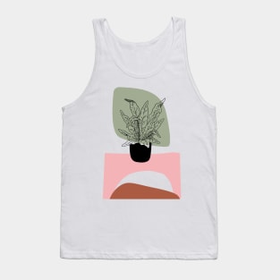 Boho Abstract Vase and Plants Fine Lines Leaves Organic forms Tank Top